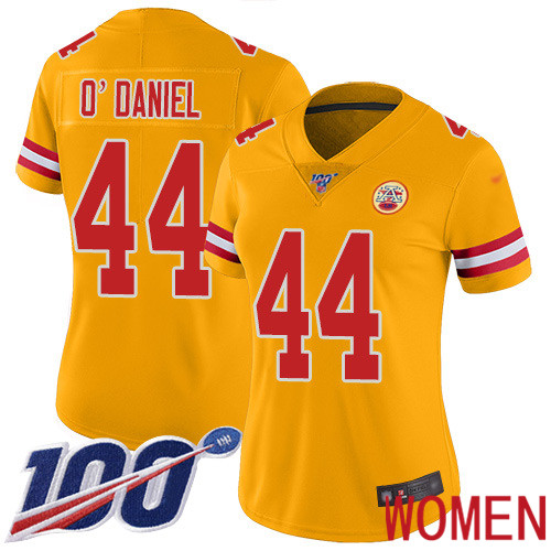 Women Kansas City Chiefs #44 ODaniel Dorian Limited Gold Inverted Legend 100th Season Nike NFL Jersey->nfl t-shirts->Sports Accessory